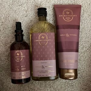Bath and body works aromatherapy comfort vanilla and patchouli body care set